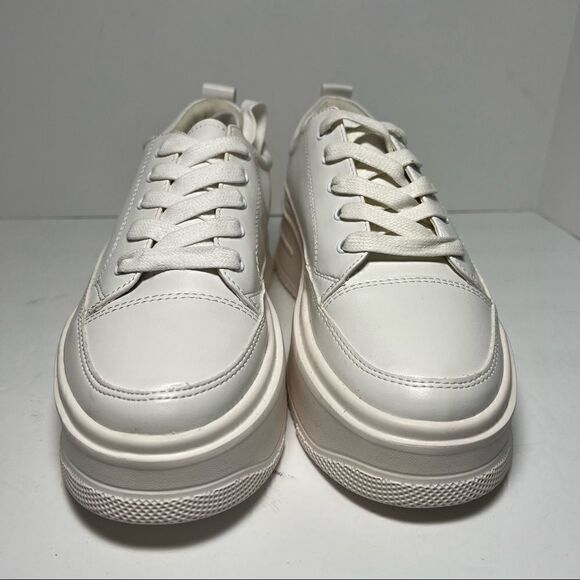 Princess Polly Dylan White Eco Vegan Leather Platform Sneakers 9 - Picture 2 of 11